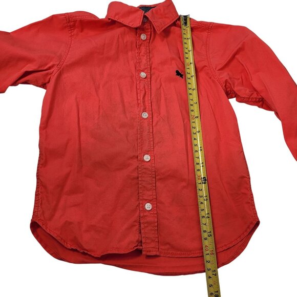 H&M Boys Long Sleeved Button Down Red Shirt Pre-Owned Size 4T - Picture 9 of 9
